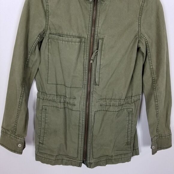 Madewell Women's  Military Style Full Zip Jacket Size XS Olive Green Canvas - Picture 3 of 6